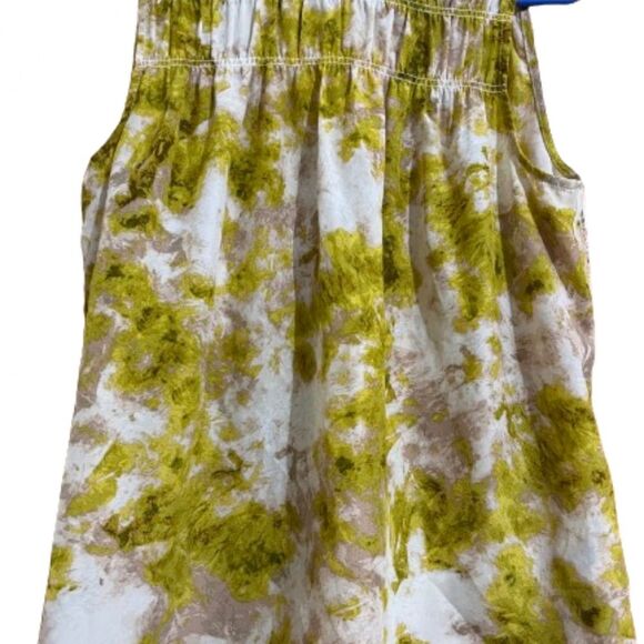 Joie Women’s Green Porcelain Smocked Neck Abstract Print Shmmer Top Sz-XS/S - Picture 3 of 9